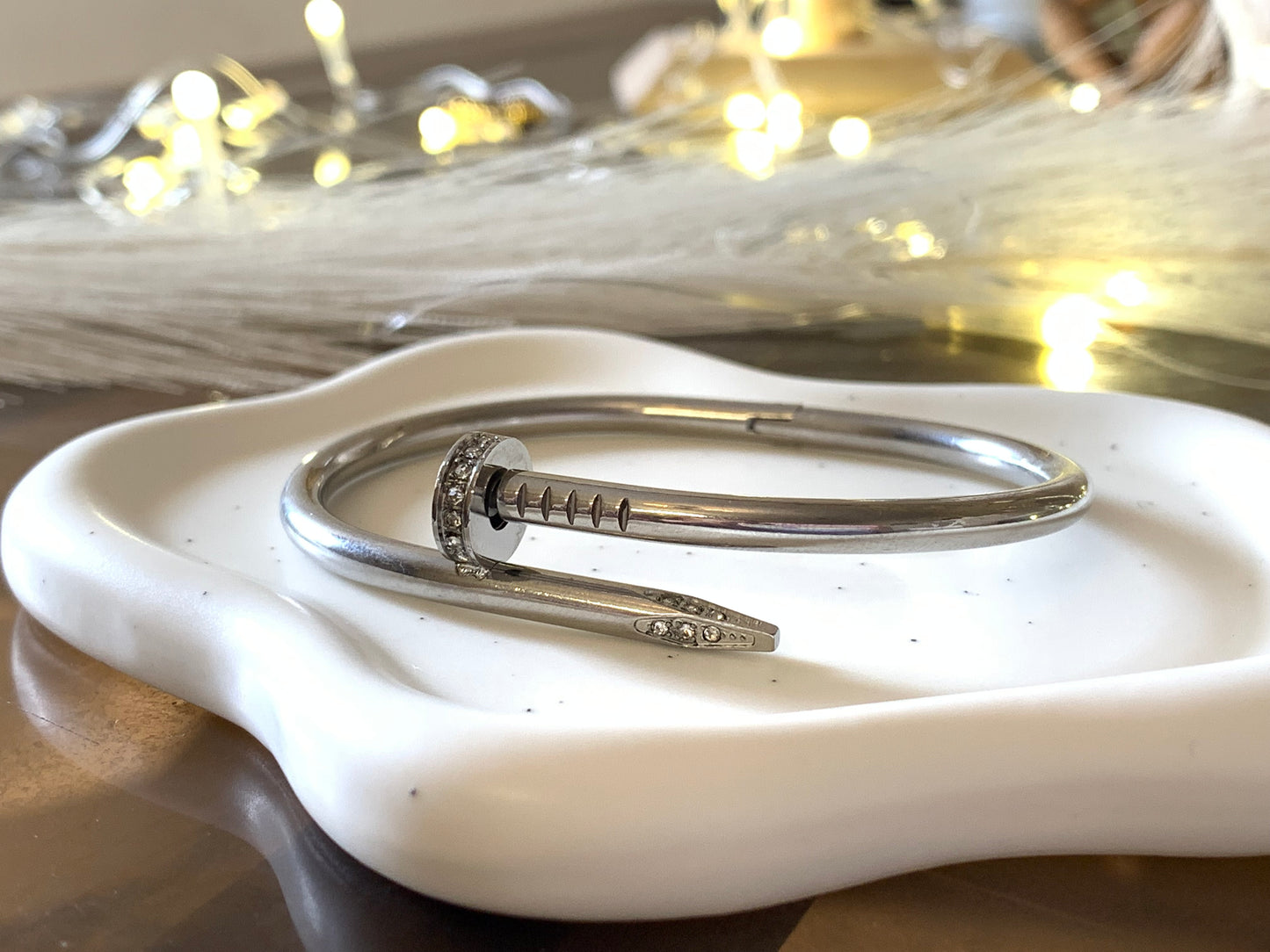 Solid Nail Bangle Zarconia