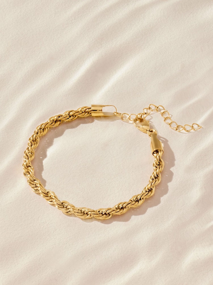 Twisted Gold Chain & Bracelet Set