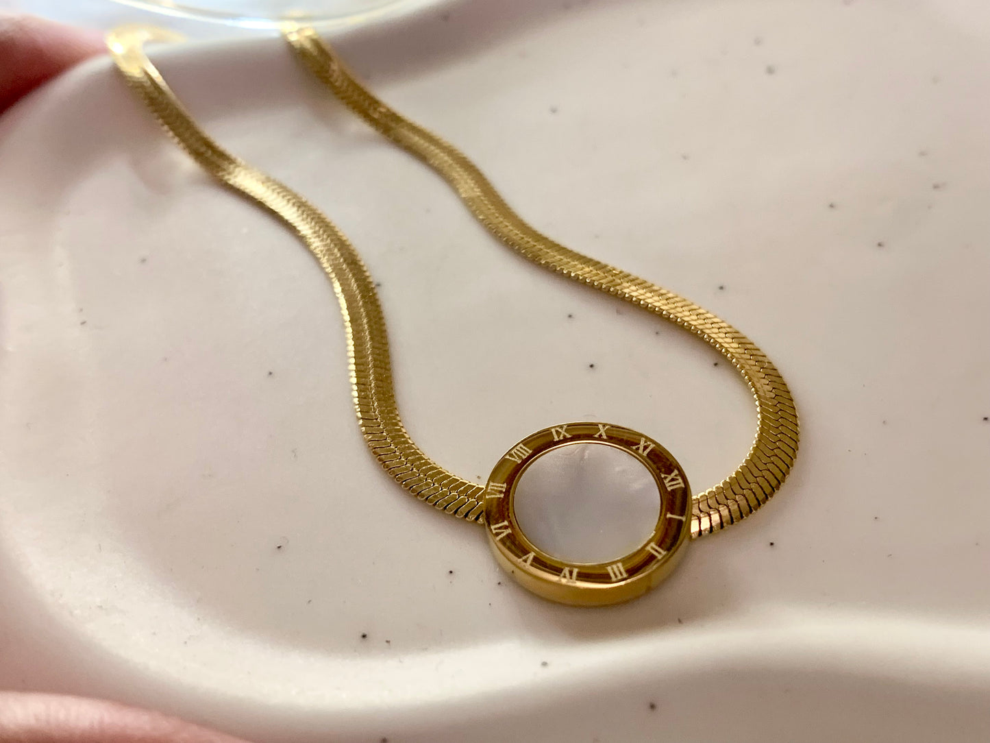 White Roman Dial Chain Pendant