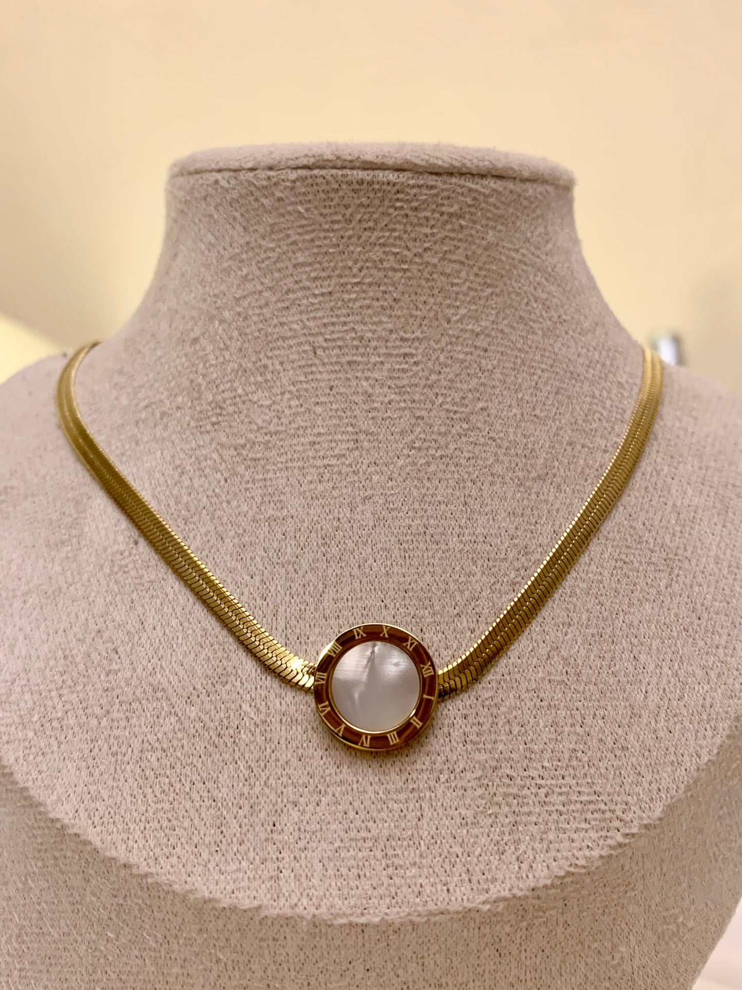White Roman Dial Chain Pendant
