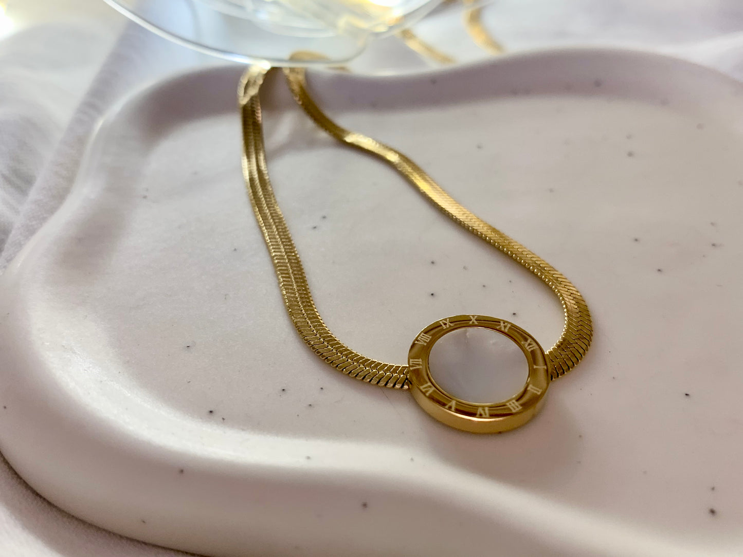 White Roman Dial Chain Pendant