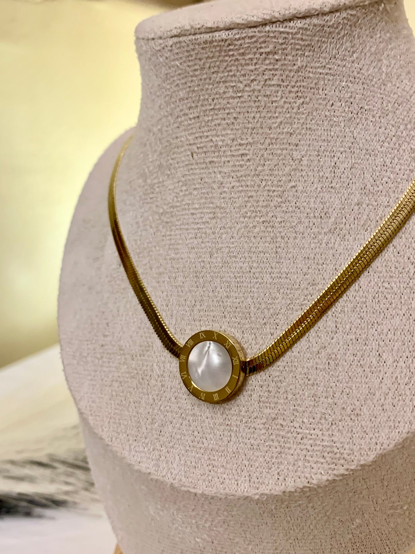 White Roman Dial Chain Pendant