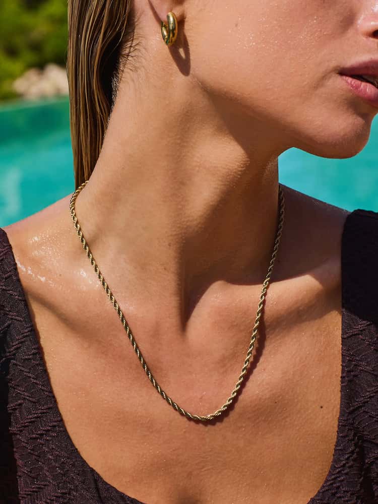 Twisted Gold Chain & Bracelet Set