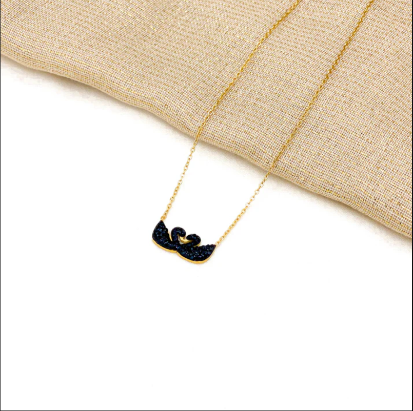 Double Swan Black Pendant