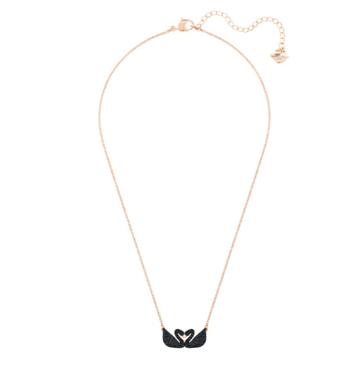 Double Swan Black Pendant