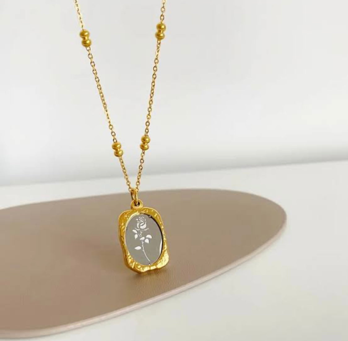 Antique Rose Mirror Pendant