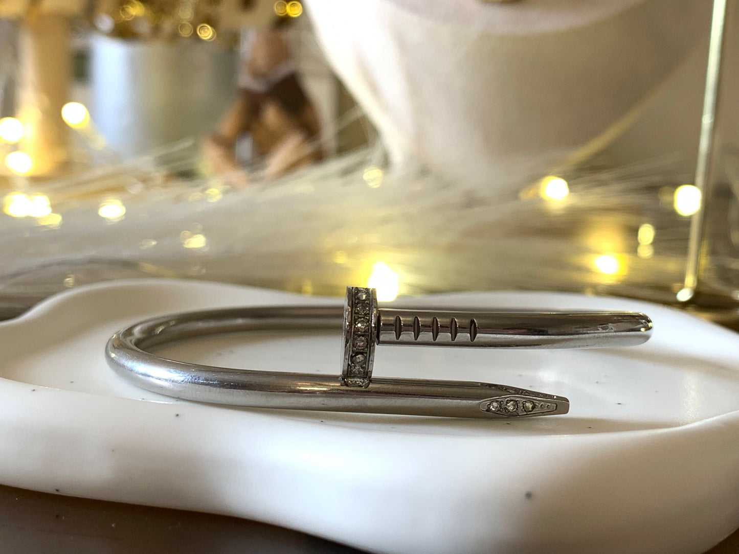 Solid Nail Bangle Zarconia