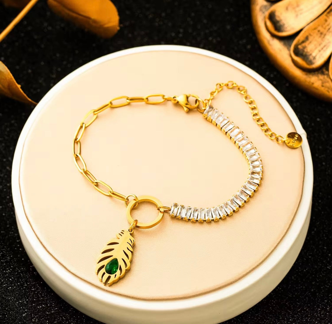 Malachite Rhinestone Bracelets