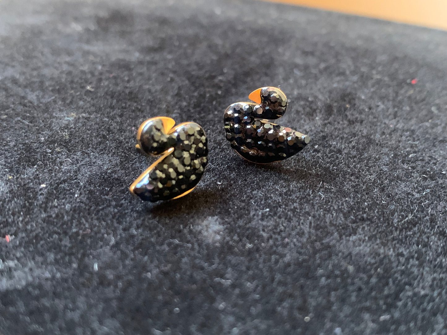 Black Gold Zircon Swan Studs