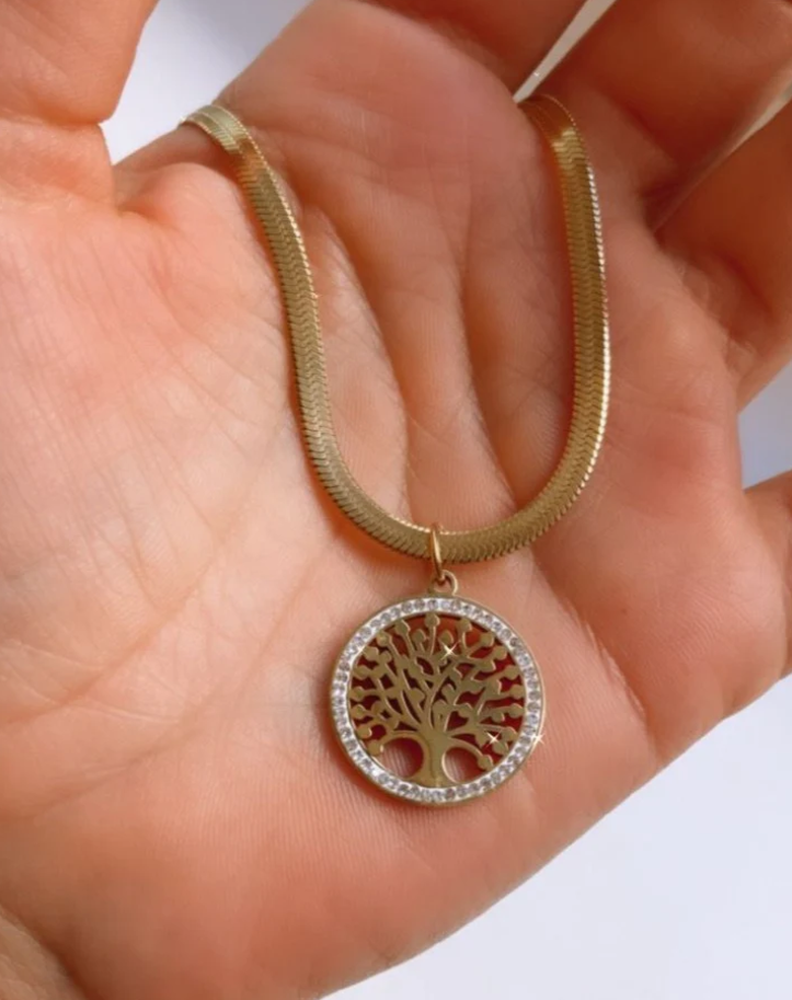 Zircon Tree Of Life Snake Chain Pendant