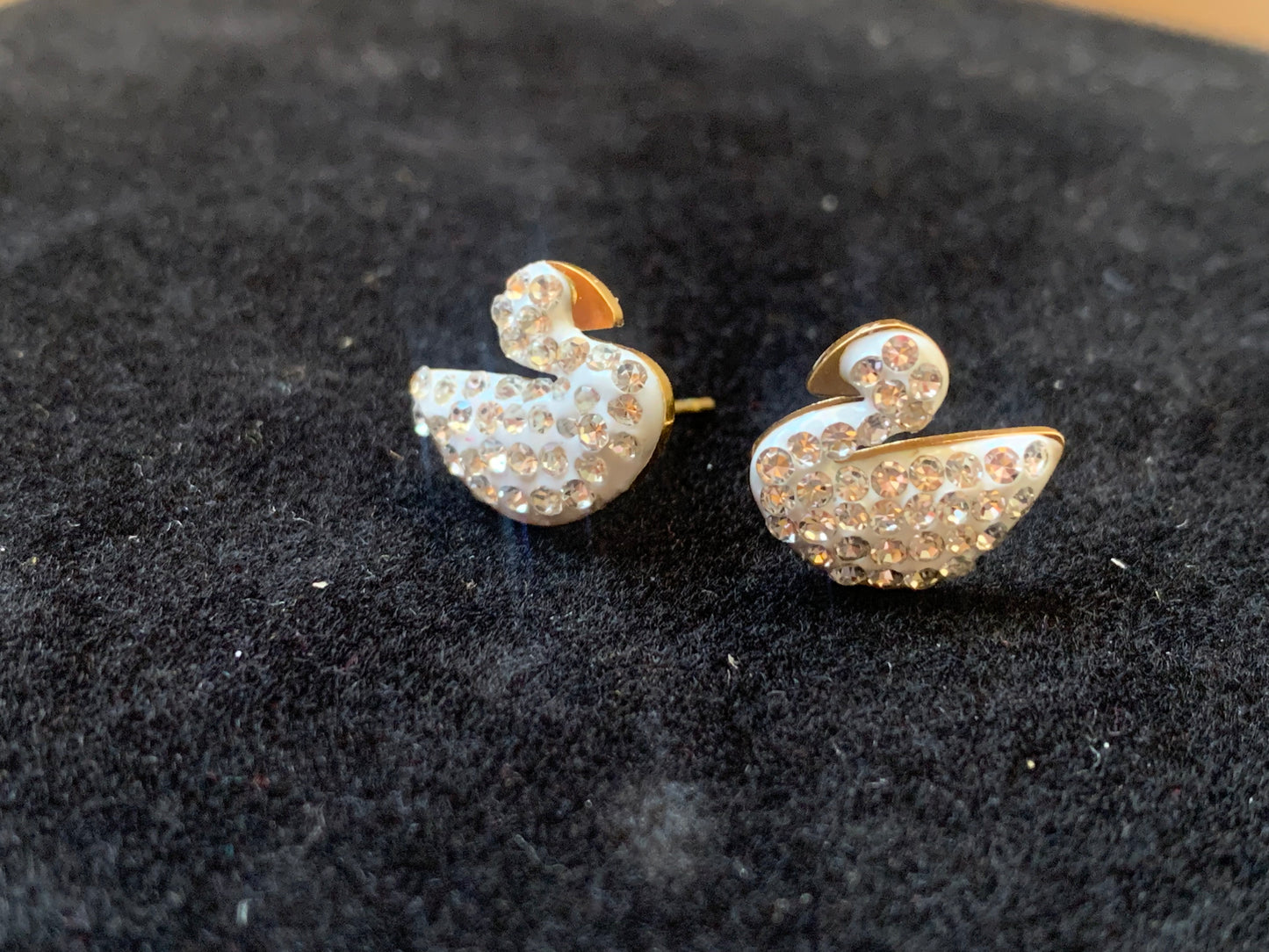 White Gold Zircon Swan Studs