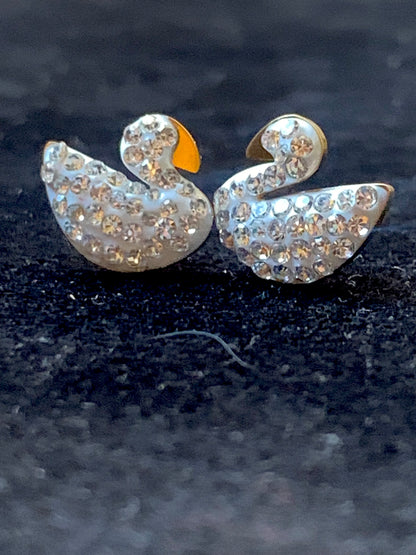 White Gold Zircon Swan Studs