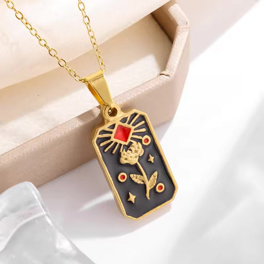 Floral Tarot Card Pendant