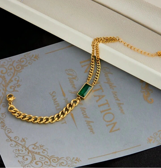 Emarald Green Twin Chain Bracelets