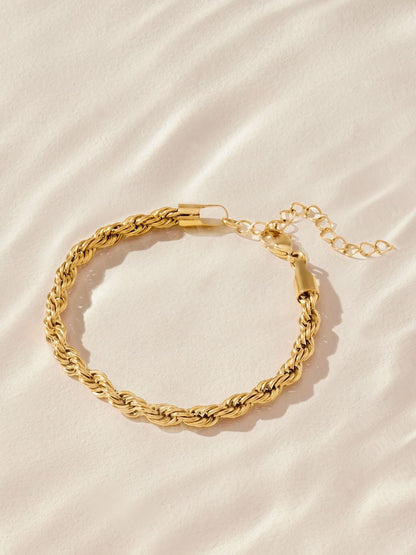 Twisted Gold Chain & Bracelet Set