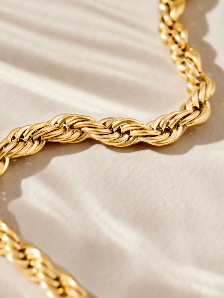 Twisted Gold Chain & Bracelet Set