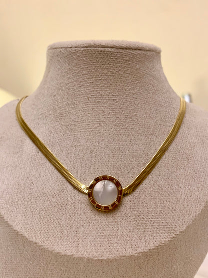 White Roman Dial Chain Pendant