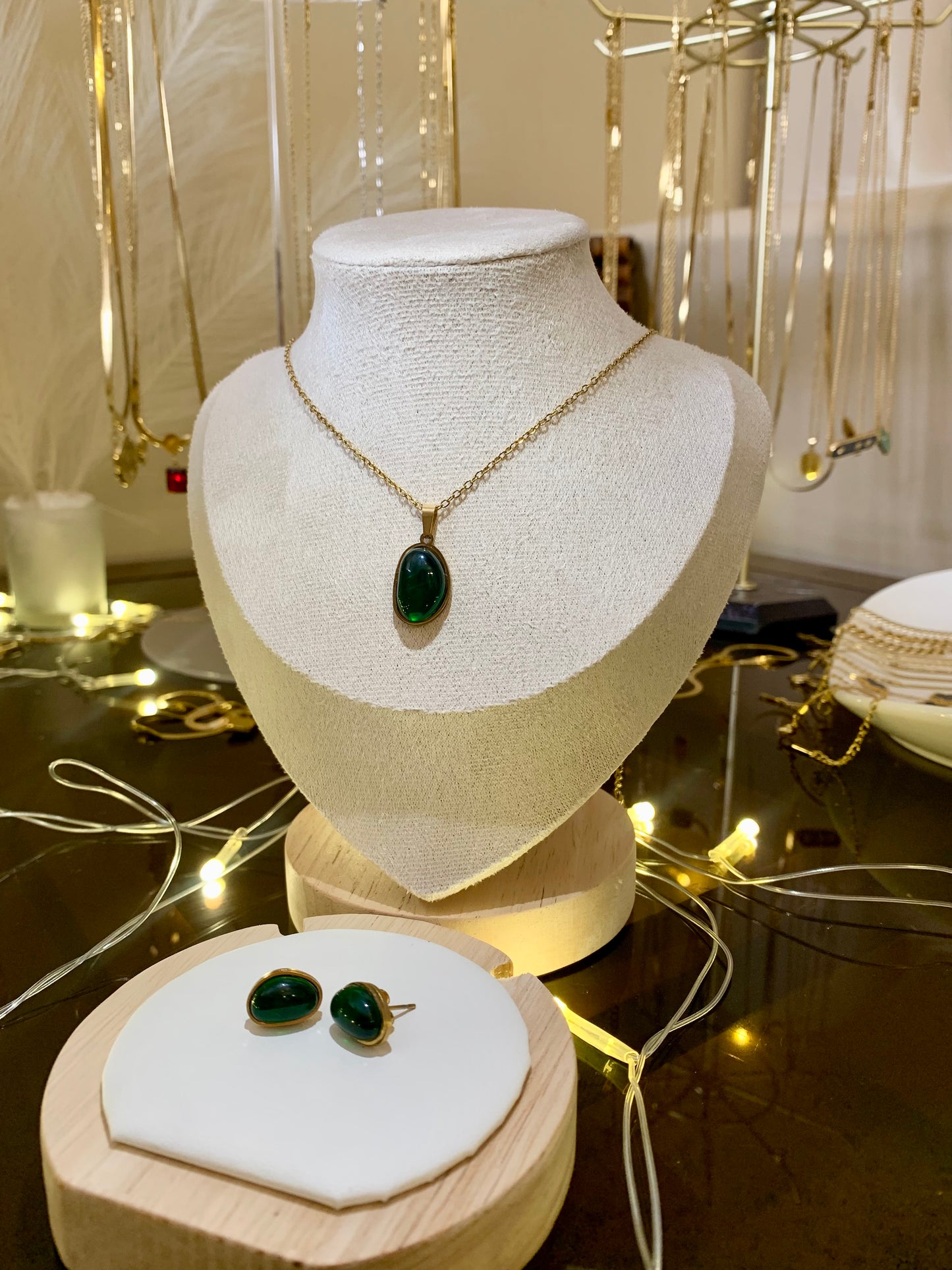 Green Emeralds Stone Set