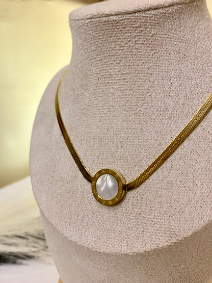 White Roman Dial Chain Pendant