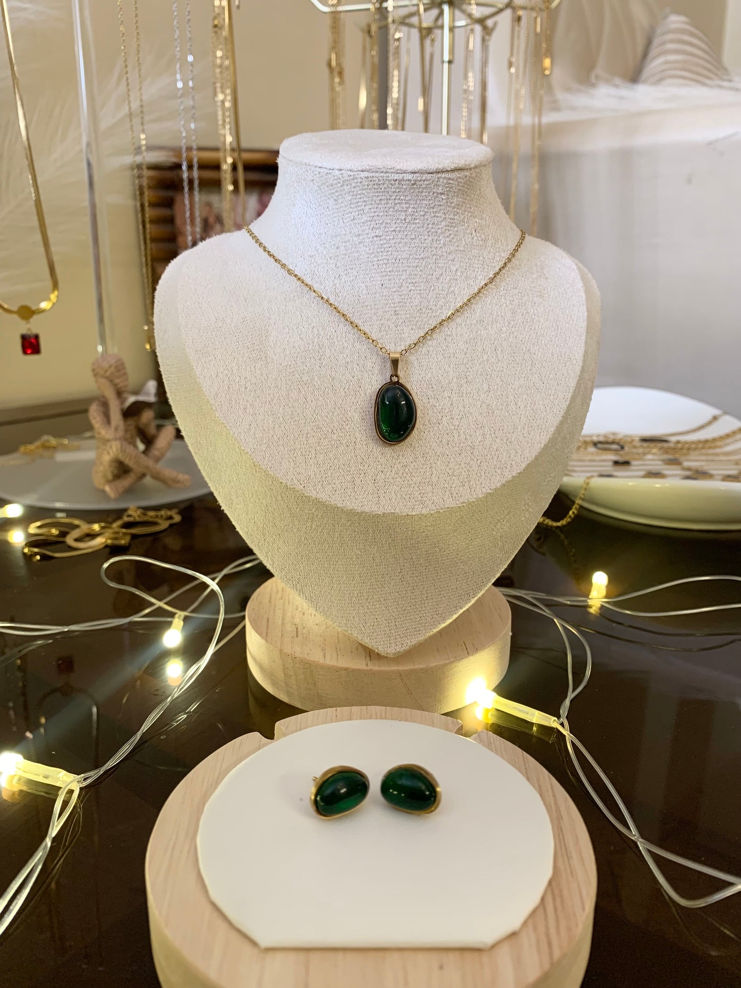Green Emeralds Stone Set