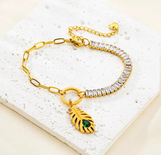 Malachite Rhinestone Bracelets