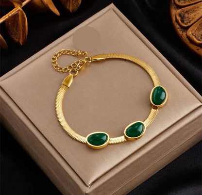 3 Stones Emerald Bracelet