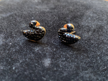 Black Gold Zircon Swan Studs
