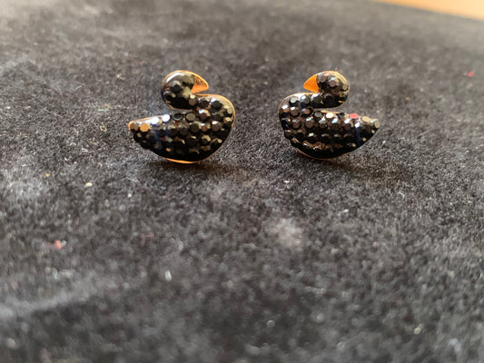 Black Gold Zircon Swan Studs