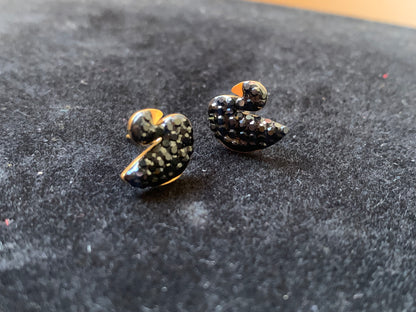 Black Gold Zircon Swan Studs