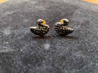 Black Gold Zircon Swan Studs