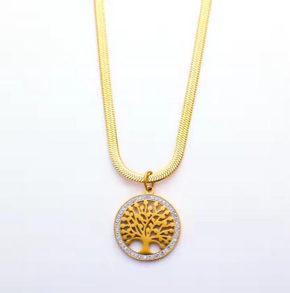 Zircon Tree Of Life Snake Chain Pendant