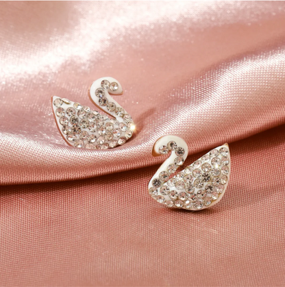 White Gold Zircon Swan Studs