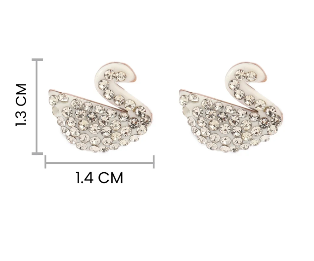 White Gold Zircon Swan Studs